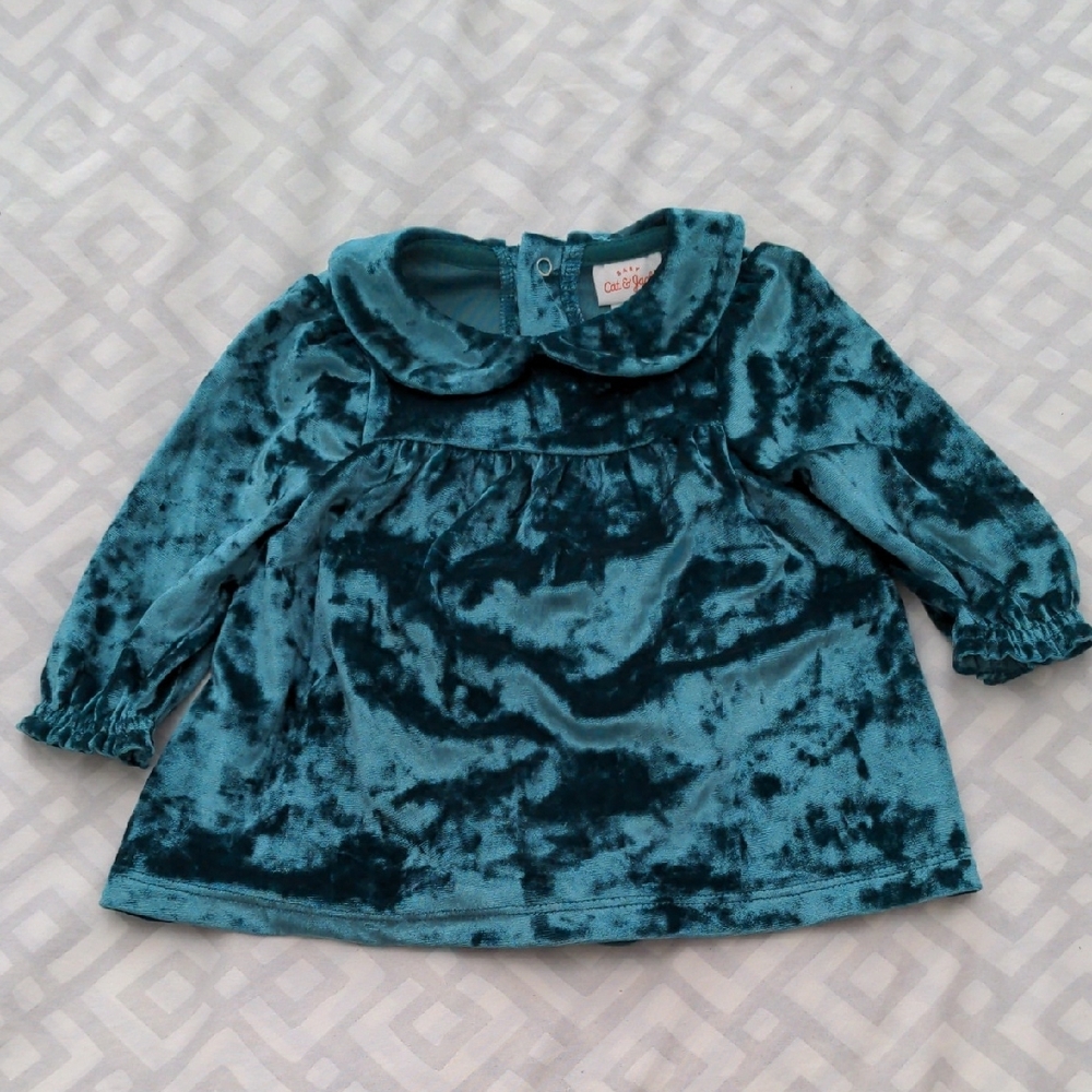 Velvet Baby Dress with Peter Pan Collar